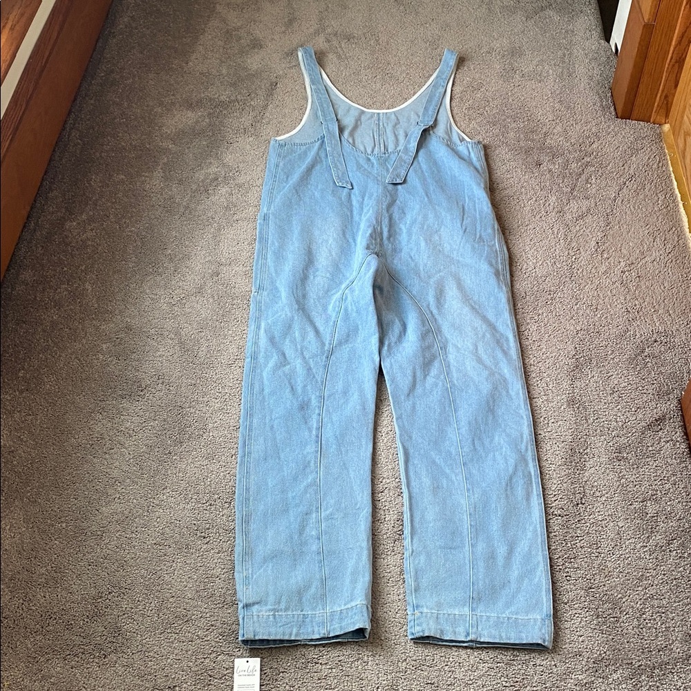 Cupshe Light Wash Denim Overalls Wide Leg Utility Bib SIZE S - Picture 7 of 9